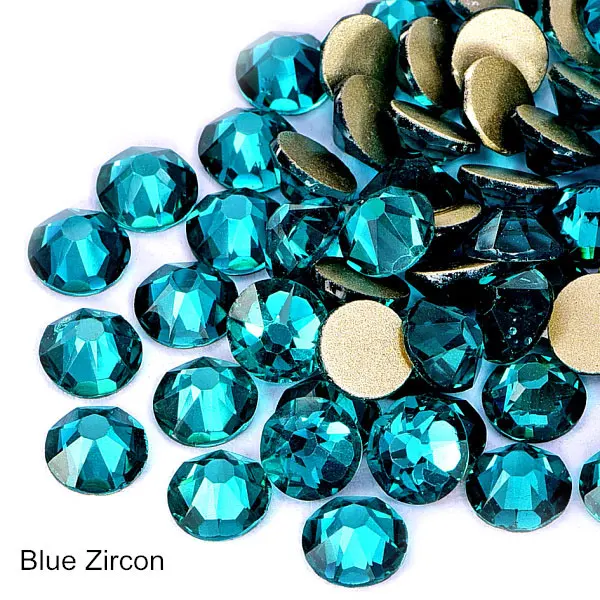 Blue Zircon Ss30, 8, большие, 8, маленькие, 16 граней, Стразы для ногтей, стеклянные стразы с плоской задней стороной, много цветов, не Горячие Стразы для украшения ногтей B3744 - Цвет: Blue Zircon