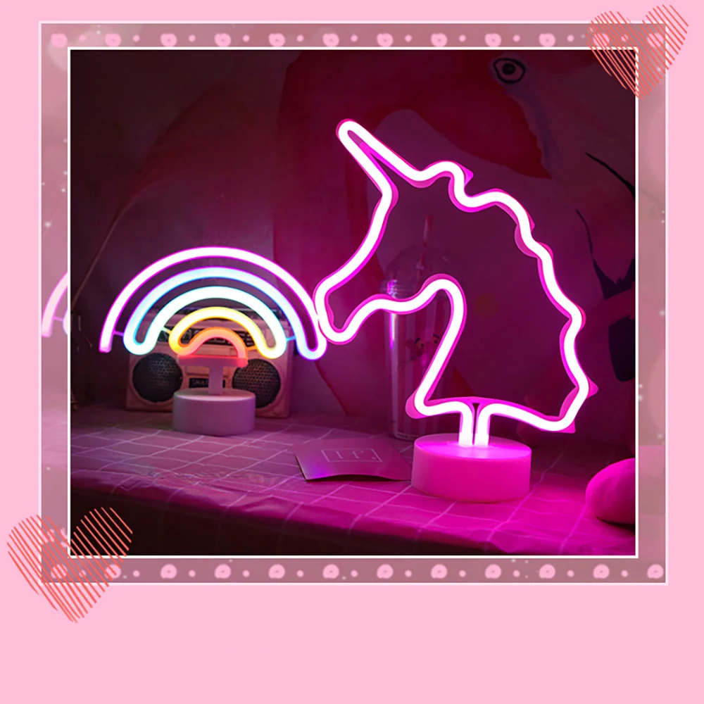 

Neon Sign USB LED Decoration Unicorn Rainbow Family Children’s Room Bedside Night Light Children’s Decoration Light