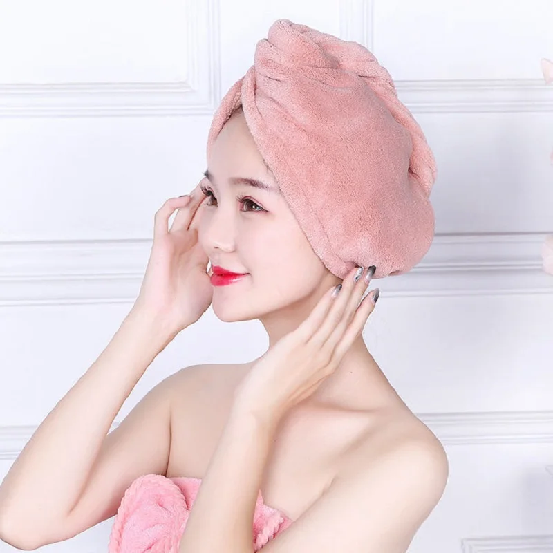 

1pcs Microfibre After Shower Hair Drying Wrap Womens Girls Lady's Towel Quick Dry Hair Hat Cap Turban Head Wrap Bathing Tools