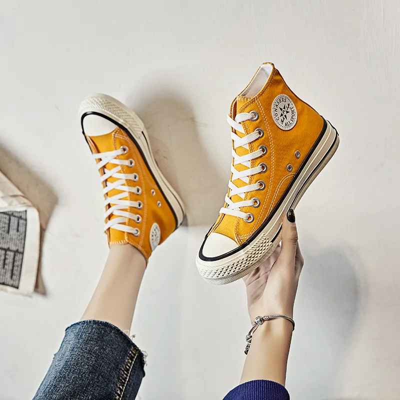 

Fashion Women Canvas Shoes Trend Platform Shoes New Comfortable Breathable Thick Bottom Vulcanized Shoes Women Lace-Up