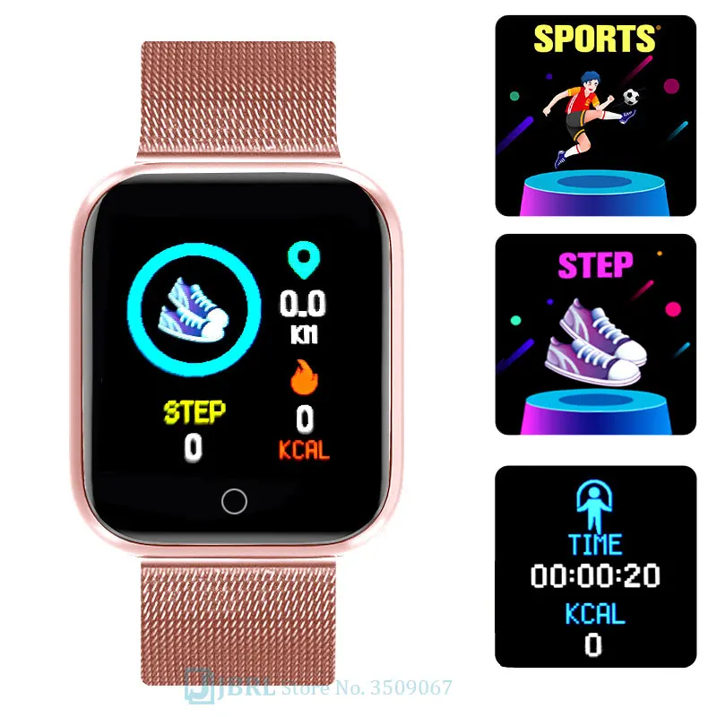 

2021 Ladies Sport Bracelet Smart Watch Women Smartwatch Men Smartband Android IOS Waterproof Fitness Tracker Smart Clock Mens
