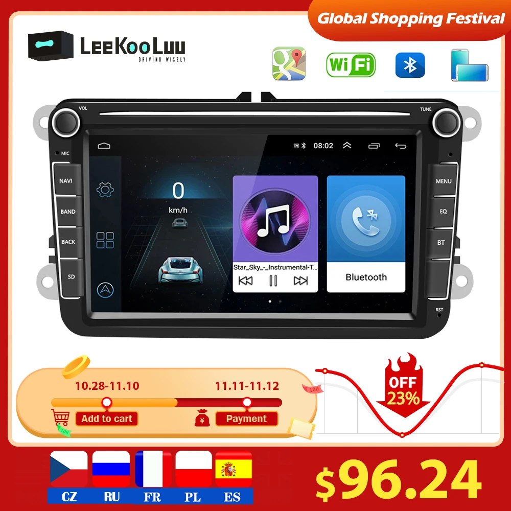 

Автомагнитола LeeKooLuu 2 Din, мультимедийная стерео-система под управлением Android, с GPS Навигатором, для VW touran caddy t5 multivan sharan