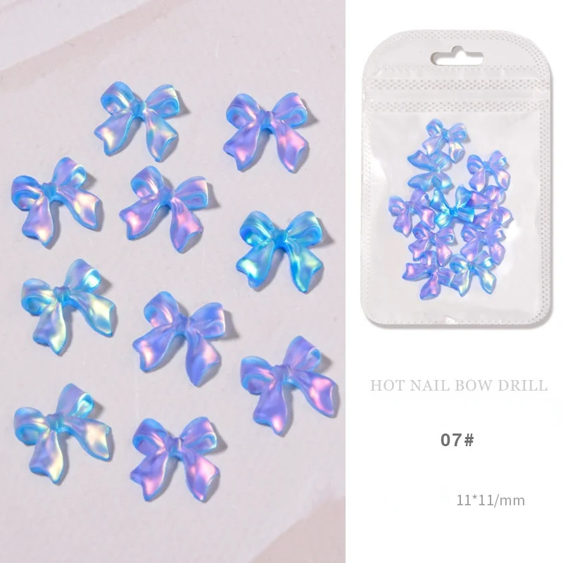 

10pcs nail Aurora bows Mocha resin new magic ribbon nail decoration