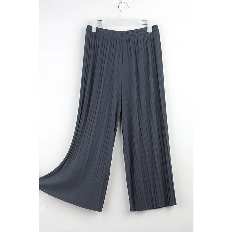 Женские однотонные плиссированные широкие брюки с высокой талией повседневные