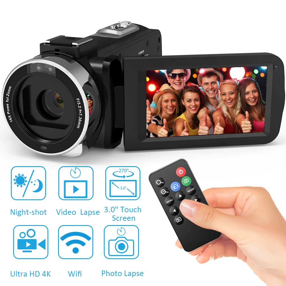 Andoer 4K Ultra HD 3," ЖК-экран WiFi цифровая видеокамера DV рекордер 16X зум IR ночного видения Видеокамера