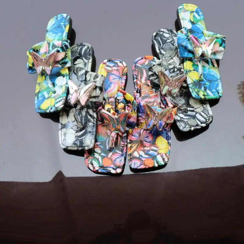 2021 Summer New Fashion Women's Flip Flops Stitching Color Matching Bows Women Clip Toe Slippers Ladies Beach Flat Slippers