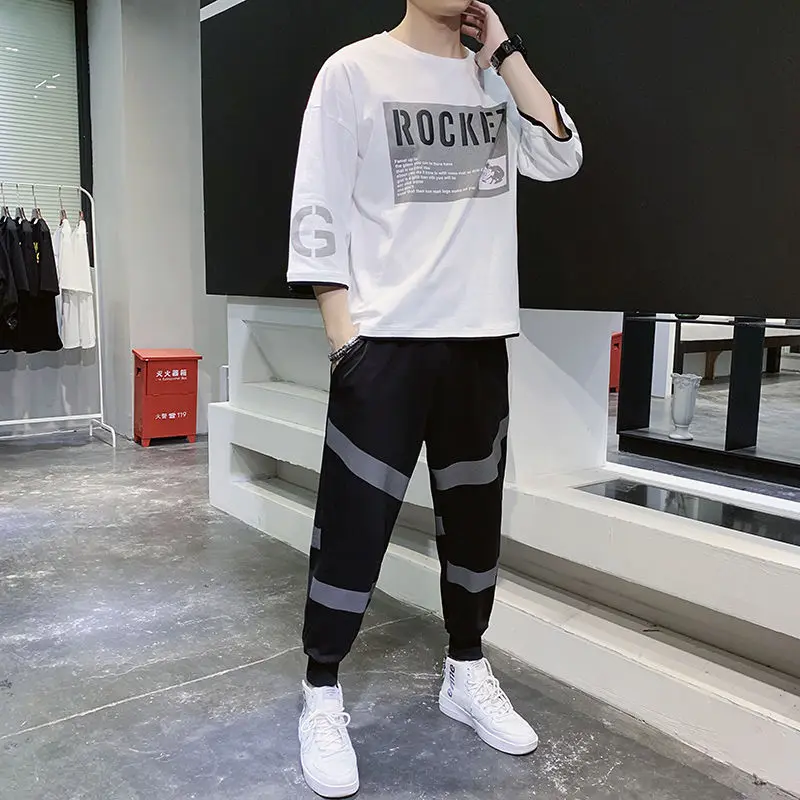 

Men's leisure suit 2020 new summer tide brand trend Korean handsome men's youth sportswear summer wear