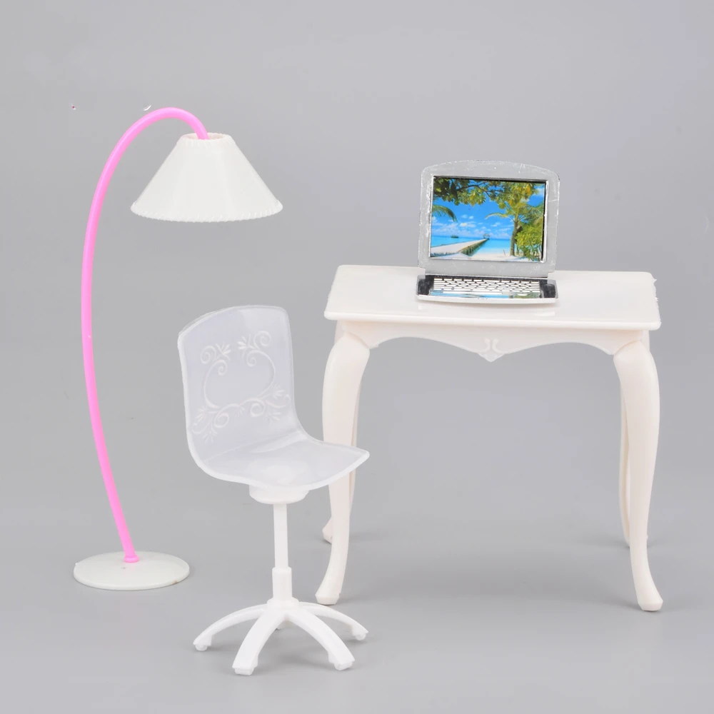 Детский игровой домик мебель стол + лампа ноутбук стул аксессуары для куклы 30 см