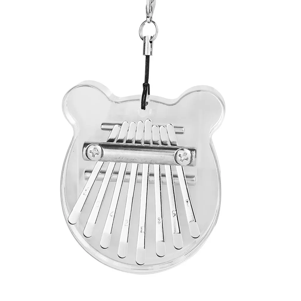 

2021 NEW Mini 8-tone Thumb Gift Keyboard Instrument Mini Lovely Crystal Thumb Piano Hanging Rope Acrylic Bear