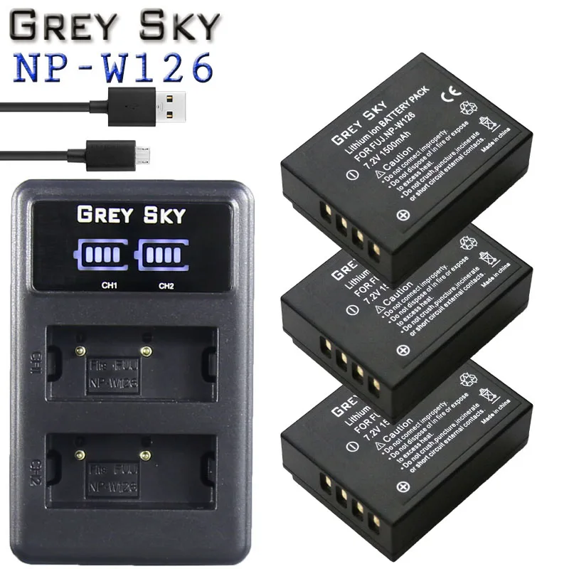 Charger and 3battery 2 шт. 1500 мАч NP-W126 NP W126 NPW126 батареи+ ЖК двойное зарядное устройство для Fujifilm Fuji X-Pro1 XPro1 X-T1 XT1, HS30EXR HS33EXR X PRO1 - Цвет: Charger and 3battery