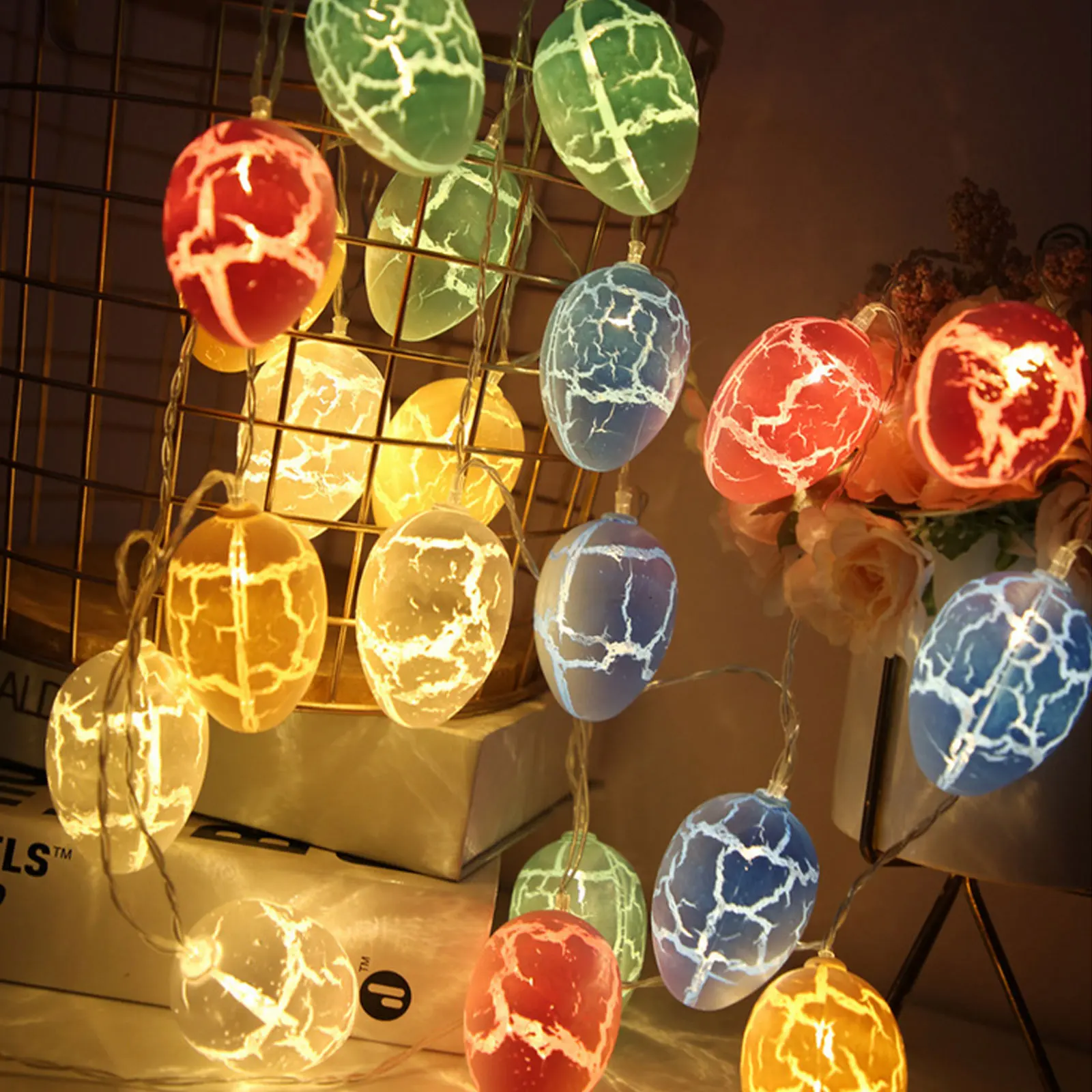 

20 LED Colorful Easter Egg Ornament Fairy String Lights for Home Garden Indoor Outdoor Party Decorations ring light