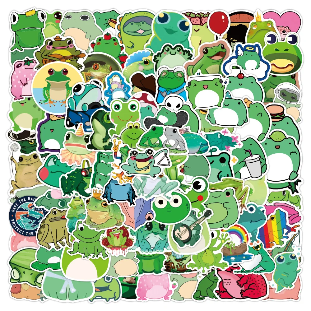 

10/30/50PCS Cute Cartoon Frog Graffiti Mobile Phone Laptop Luggage Car Decoration Waterproof Stickers Toy Wholesale