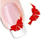10 шт.упак. для французского маникюра красоты обертки наклейки для ногтей мода красный галстук-бабочка переводятся с помощью воды, наклейки для украшения ногтей