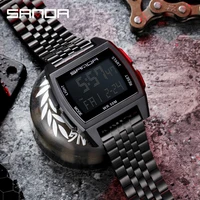 sanda military sports watches stainless steel strap electronic watch military waterproof led digital watch relogio masculino