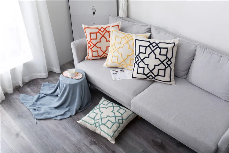 Высококачественный утолщенный 180 г чехол для подушки с геометрической вышивкой 50