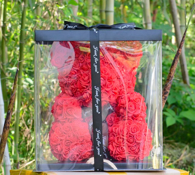 35 см розовый медведь с сердцем мишка тедди искусственный цветок из пены подарок