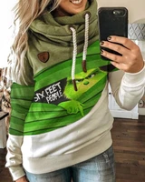 sudadera grinch print hoodie winter clothes women christmas colorblock grinches print drawstring casual top