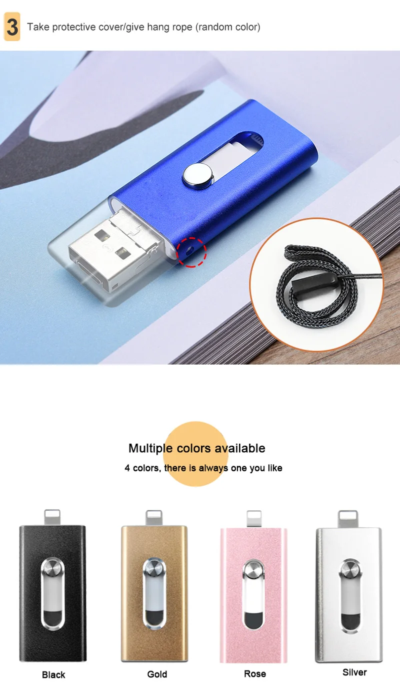 OTG 3 в 1 USB флэш-накопитель type-C и Micro USB 128 Гб 64 Гб 32 Гб 16 Гб флешки Двусторонняя Флешка для iPhone/iPad/IOS/Android/PC USB C ФЛЕШКА