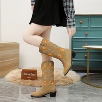 35 43 womens boots autumn winter female knee high botas thigh high leather shoes embroidered booties platform tghdof55