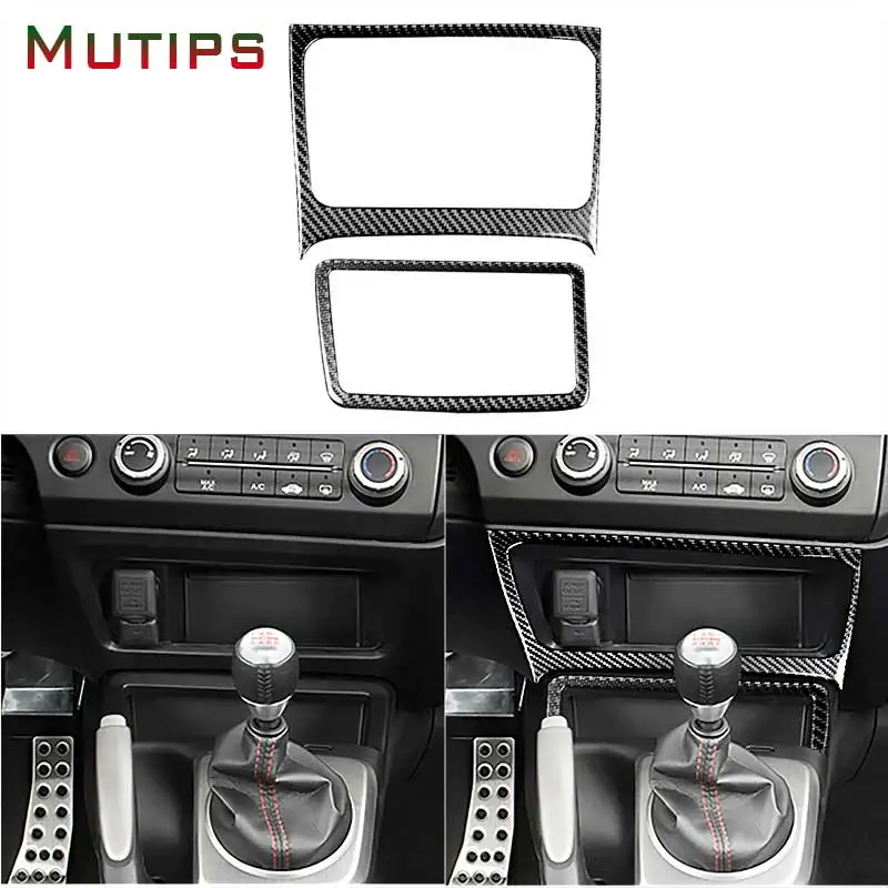 

Mutips Car Center Console Storage Box Panel Decals Sticker 2pcs Kit Carbon Fiber Interior Auto For Honda Civic 8th Gen 2006-2011