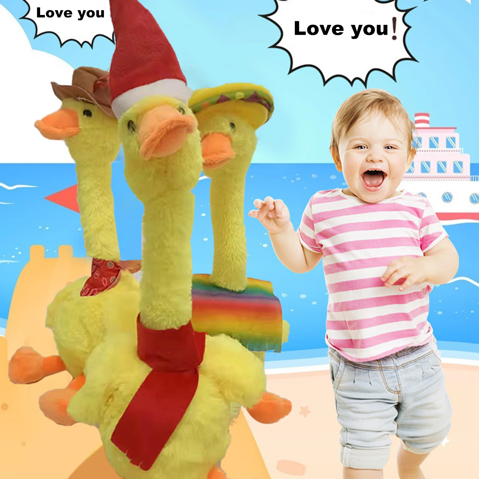 

Dancing Duck Electronic Plush Toys Repeat Talking Toy Can Sing Record Voice Interactive Toy With USB Funny Gift For Kids