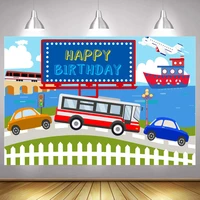 cars bus photo backdrop ship balloon baby shower party plane train boys decoration photography backgrounds kids banner