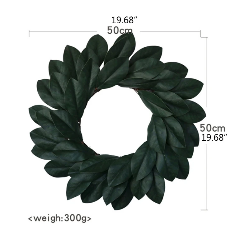

Artificial Magnolia Wreath with Magnolia Leaves 20 inches for front Door Decor