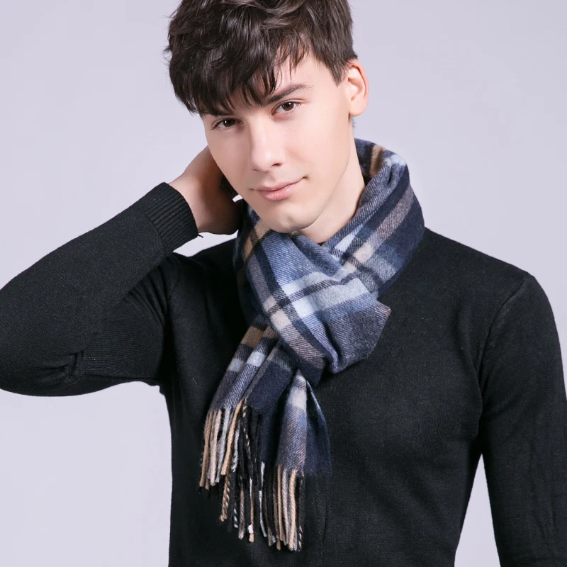 Man Wool Scarf for Winter Warm Neckerchief Plaid Tassels Wraps and Shawls Echarpe Homme Bufanda Hombre Soft Warm Winter Scarves