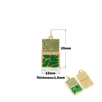 suitable for bracelets necklaces jewelry making suppliesrectangular pendants green enamel jewelry accessories