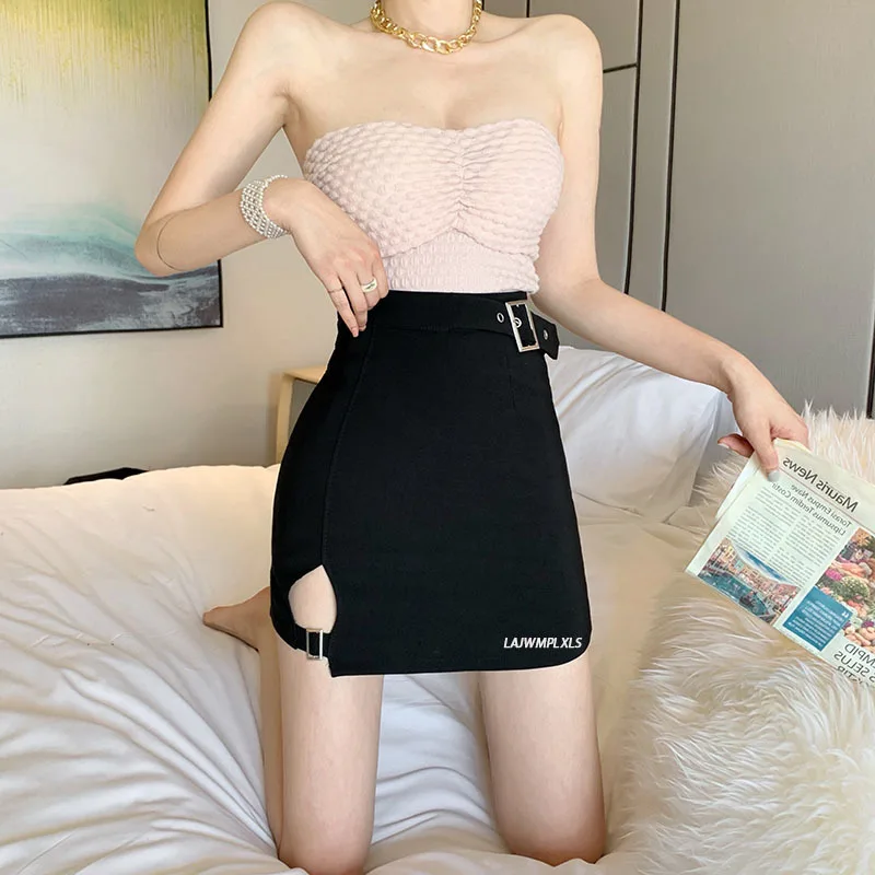 

Black Pencil Skirt Summer 2021 Bodycon High Waist Skirts Women's Faldas Cortas Saia Tight Sexy Mini Skirt