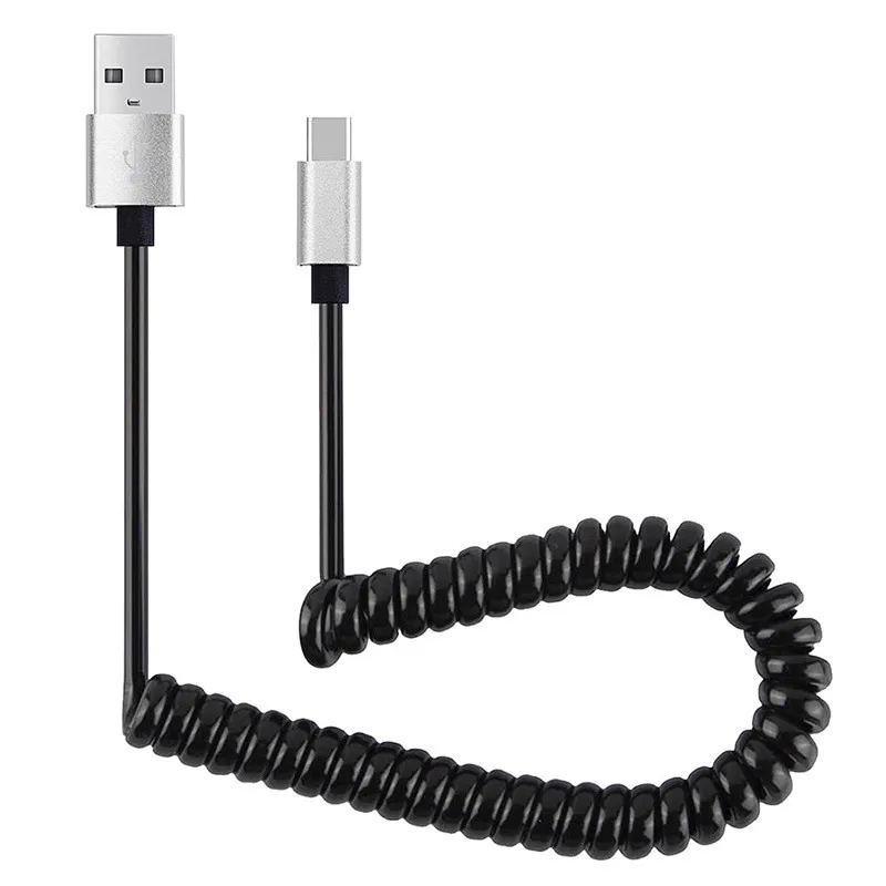 Металлическое автомобильное зарядное устройство USB + пружинный usb кабель для Samsung