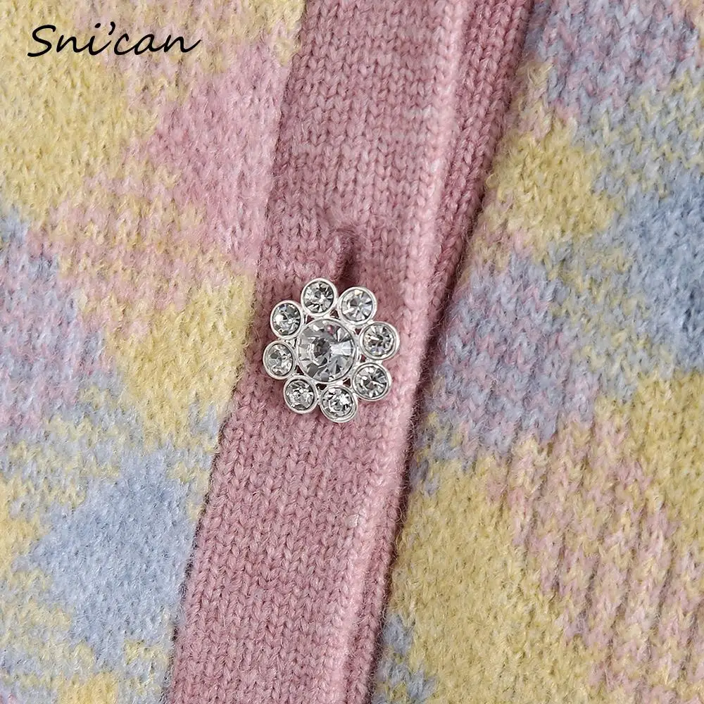 

Snican Winter Long Sleeve V Neck Cropped Cardigan Fashion Za 2021 Women Jersey Negro Mujer Jumper Spring Vintage Ladies Tops New