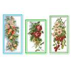 Вышивка крестиком, фрукты, вишня, виноград, яблоки, розы на ветках, декоративные подвесные картины, искусство, швейная нить