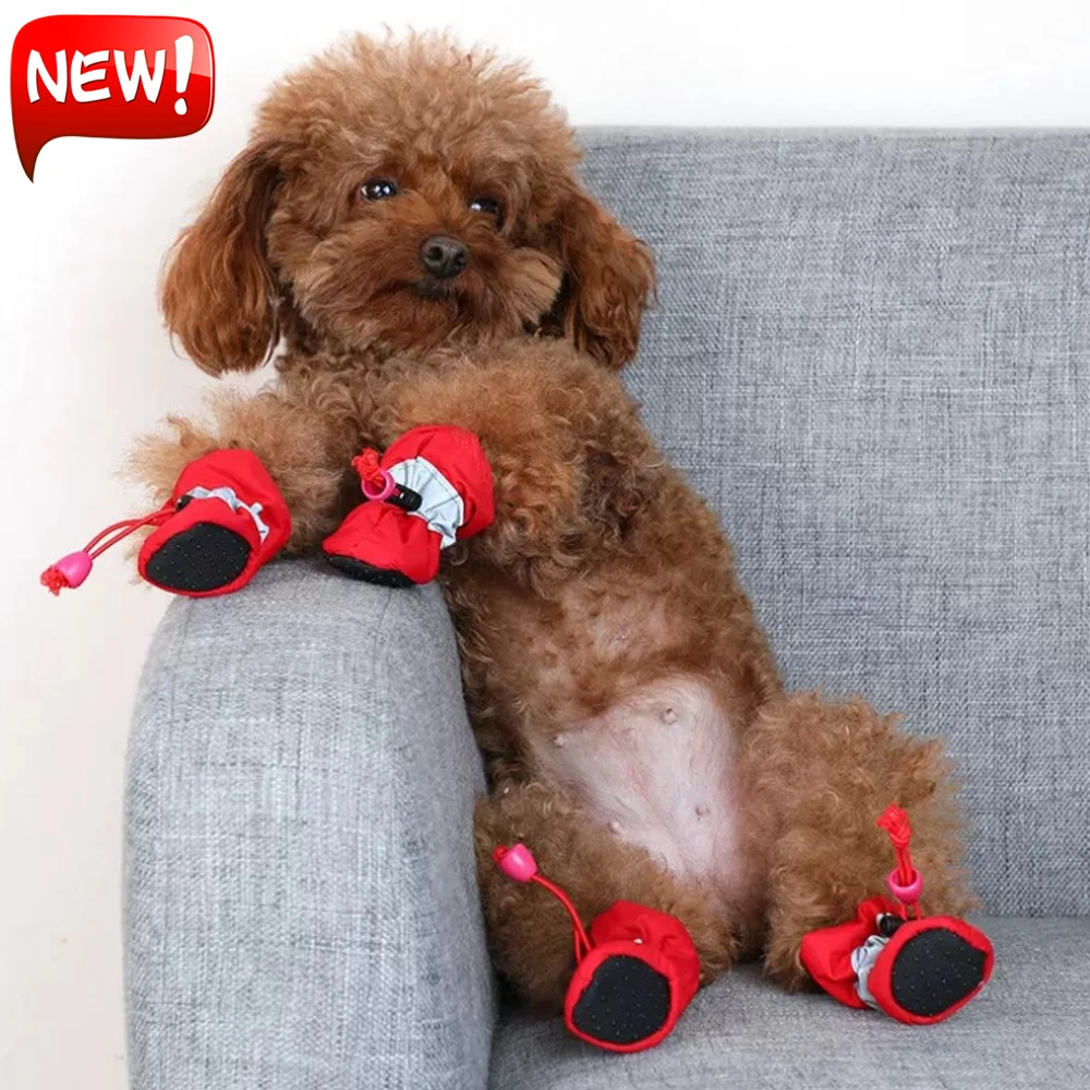 4 шт. водонепроницаемые зимние ботинки для собак