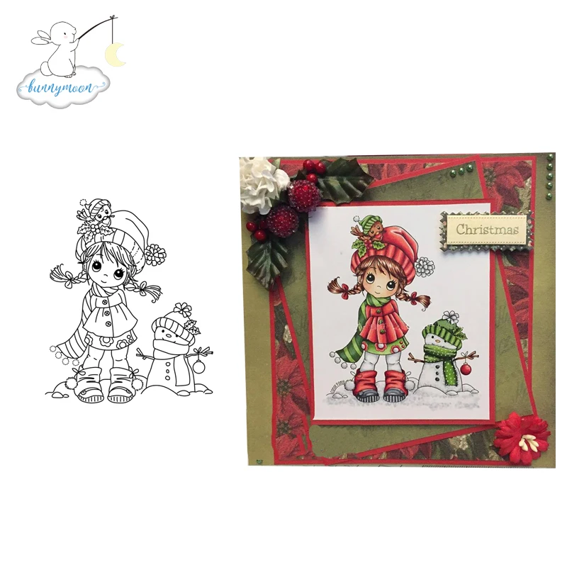 CH девушка со снеговиком ясный штамп печать себя Скрапбукинг альбом листы