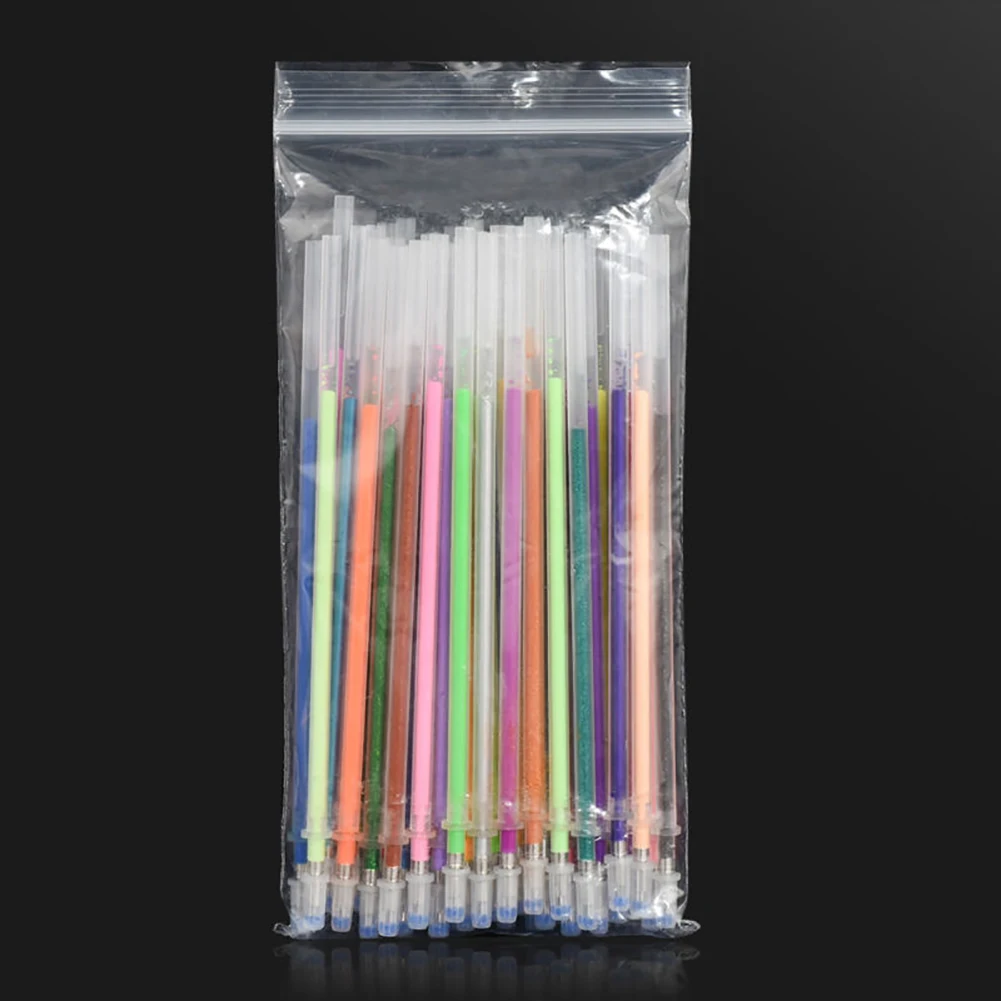 

48Pcs Colors 0.8mm Gel Ink Pen Refills Glitter School Drawing Writing Stationery
