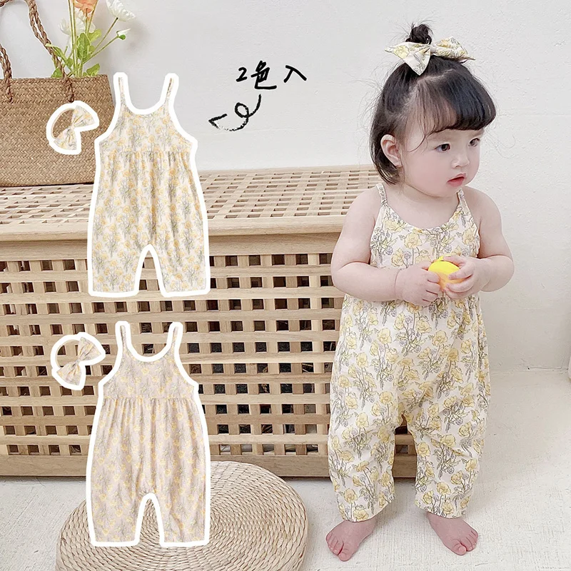 

New Fashion Kids Baby Girls Romper Korean Toddler Sling Backless Jumpsuit Casual Loose Summer Clothes Overalls
