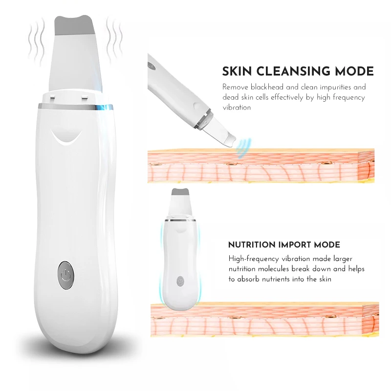 Ультра звуковой скруббер массажер для лица удаления угрей 3 + комплекта