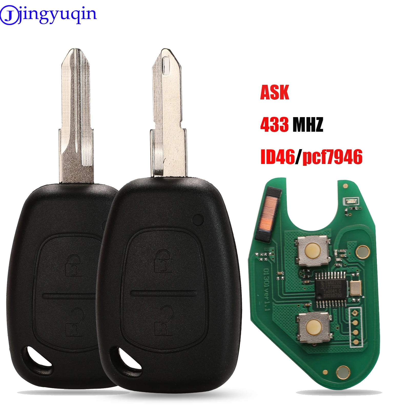 Jingyuqin 2 кнопки дистанционного ключа оболочки ASK 7946PCF 433 МГц ID46 Chip tranmister для Renault Traffic