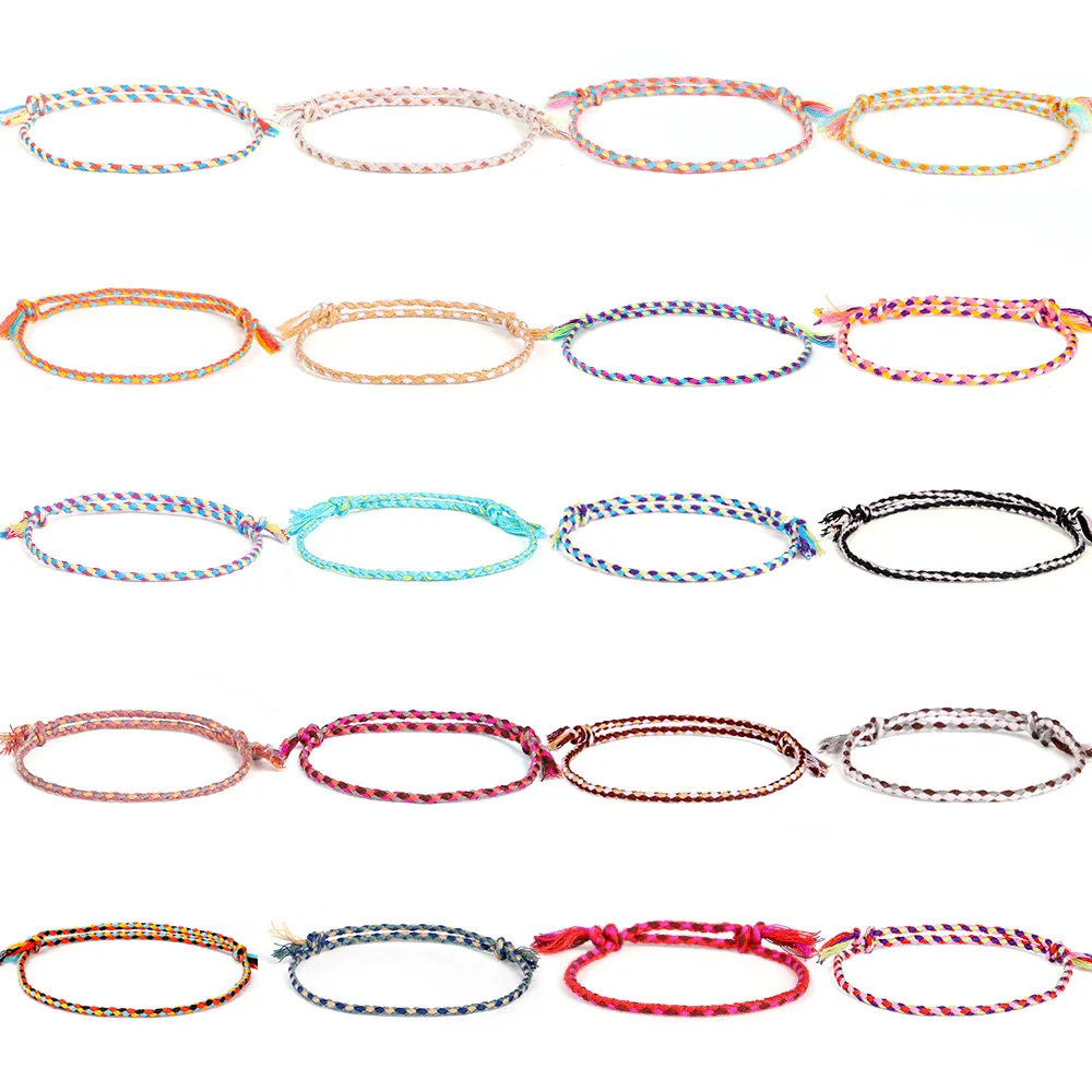 Плетеный Многоцветный веревочный браслет ручной работы для женщин и мужчин