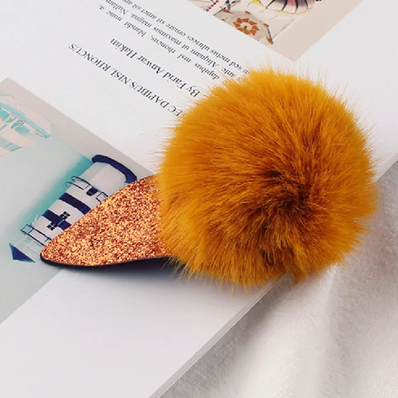 Детские мягкие заколки для волос с помпоном из искусственного меха милые женские