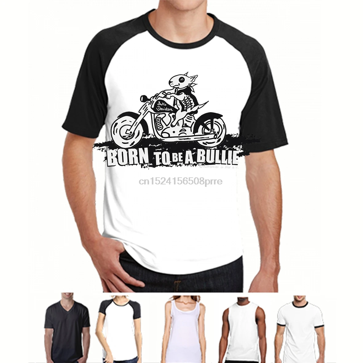 Забавная Мужская футболка белая черные футболки Born to Be a Bullie Bullterrier in Not Bulli Listenhund