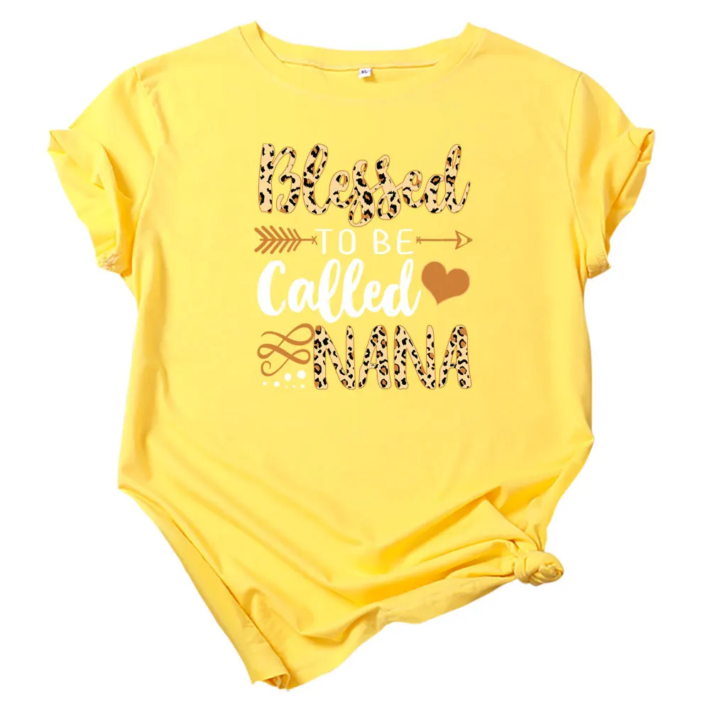 

Blessed Nana Leopard Letter Print Women T Shirt Short Sleeve O Neck Loose Women Tshirt Ladies Tee Shirt Clothes Camisetas Mujer