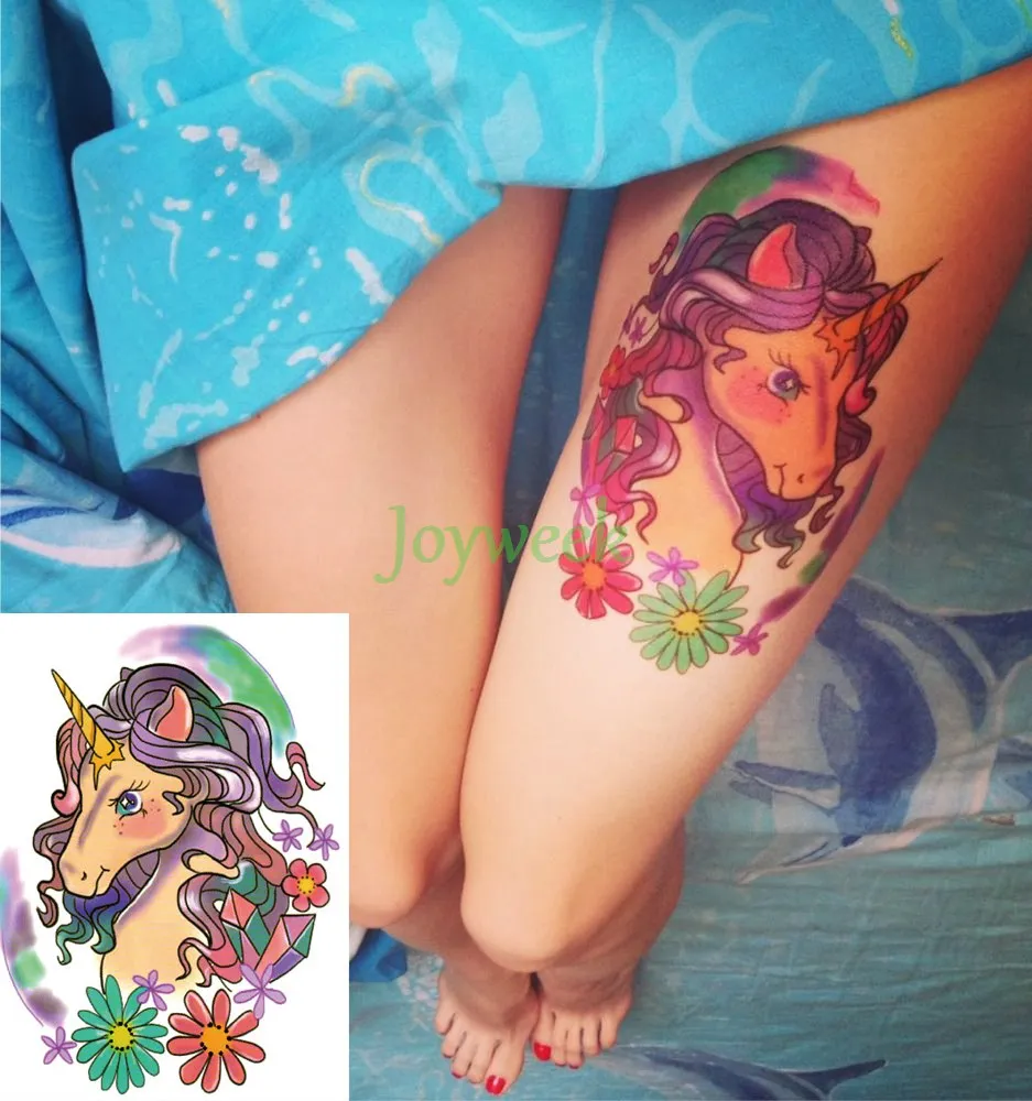 

Waterproof Temporary Tattoo Sticker cartoon unicorn color flower animal stickers flash tatoo fake tatto for women men girl kids