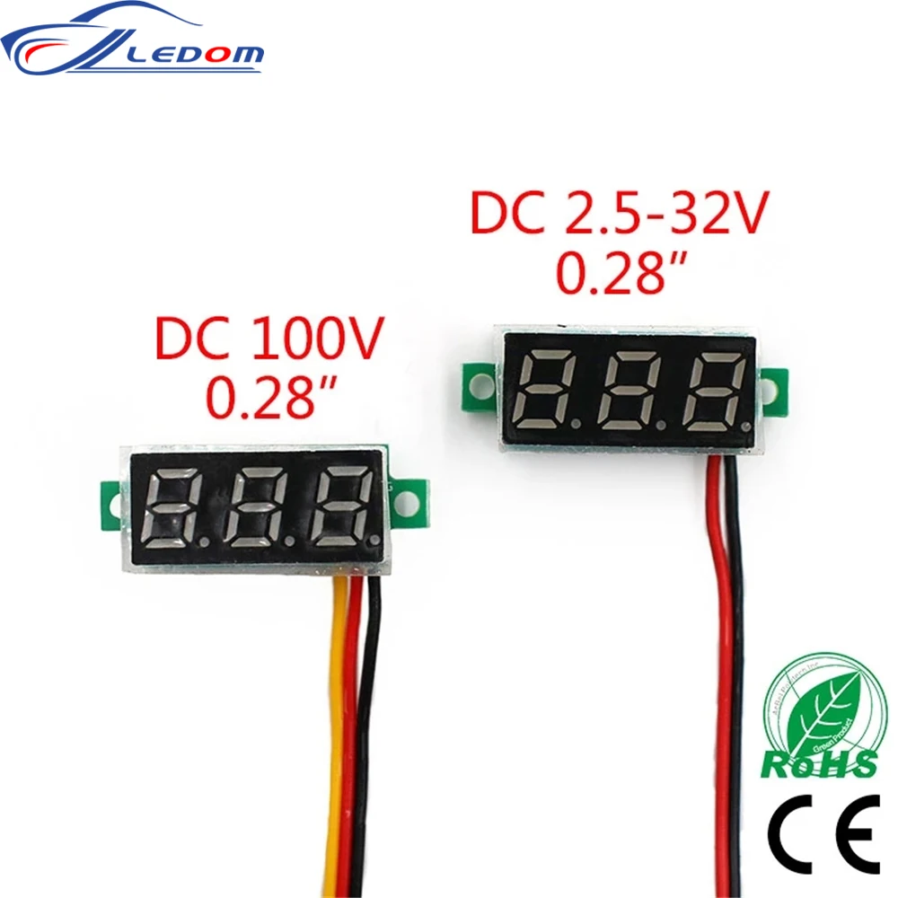 0 28 дюймов цифровой вольтметр светодиодный красные синие зеленый желтый