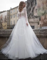 vestidos de noiva a line lace wedding dress 2021 see through back sexy long sleeves wedding dresses robe de mariage bridal gowns