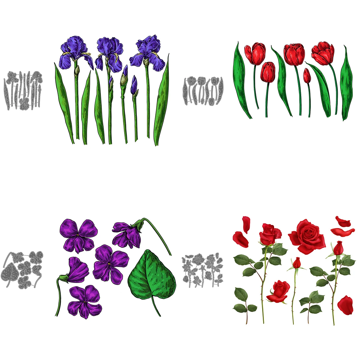 Набор изолированных форм для резки цветов и листьев металлические ремесленные