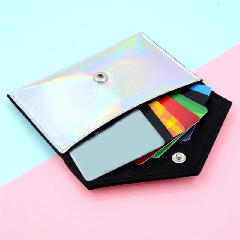 Лазерный блестящий кошелек для монет девочек женский простой карт маленький
