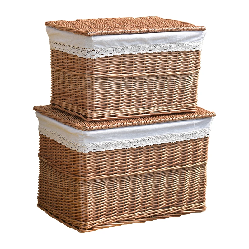 Плетеная корзина для хранения одежды ручной работы XXL с крышкой|basket with lid|storage basket