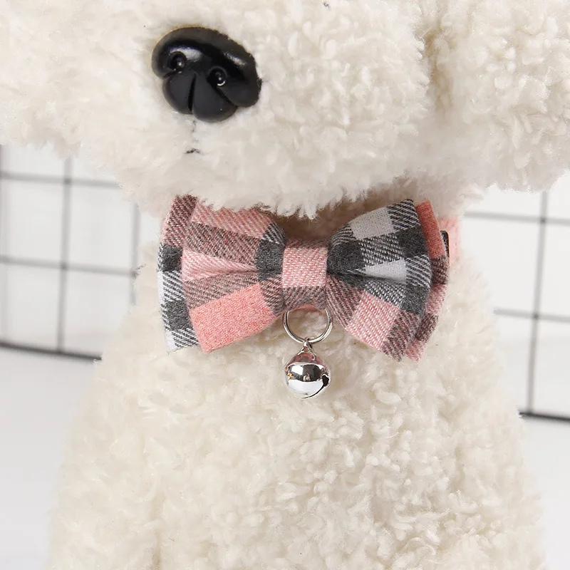 Цветной клетчатый ошейник для маленьких собак ожерелье с колокольчиками в